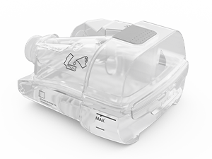 Výřez z nádržky zvlhčovače přístroje ResMed